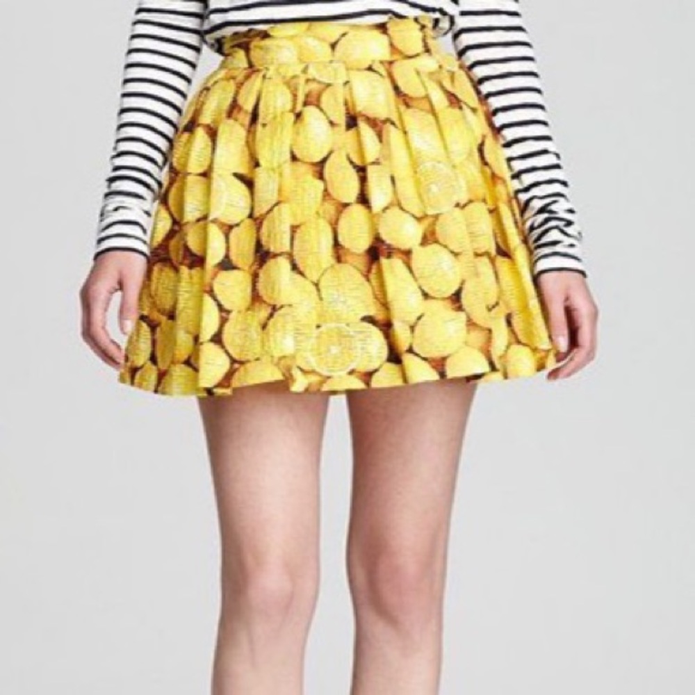 Alice + Olivia Yellow Lemon Print Mini Skirt